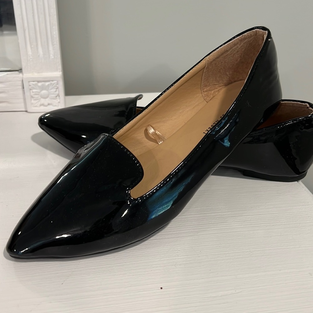 Black Patten Flats (Never worn!)